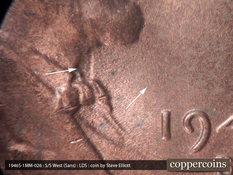 Die-stage C marker on 1946S•1MM•026 (1946 Repunched Mint Mark).