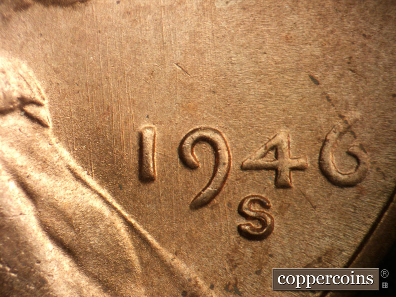 Die-stage B marker on 1946S•1MM•032 (1946 Repunched Mint Mark).