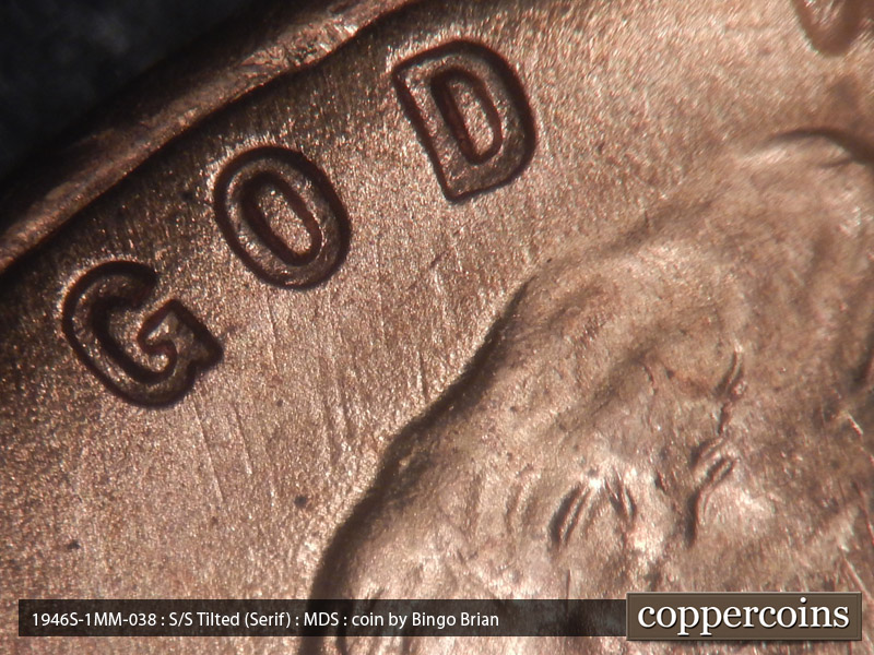 Die-stage B marker on 1946S•1MM•038 (1946 Repunched Mint Mark).