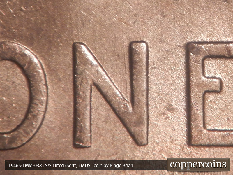 Die-stage B marker on 1946S•1MM•038 (1946 Repunched Mint Mark).