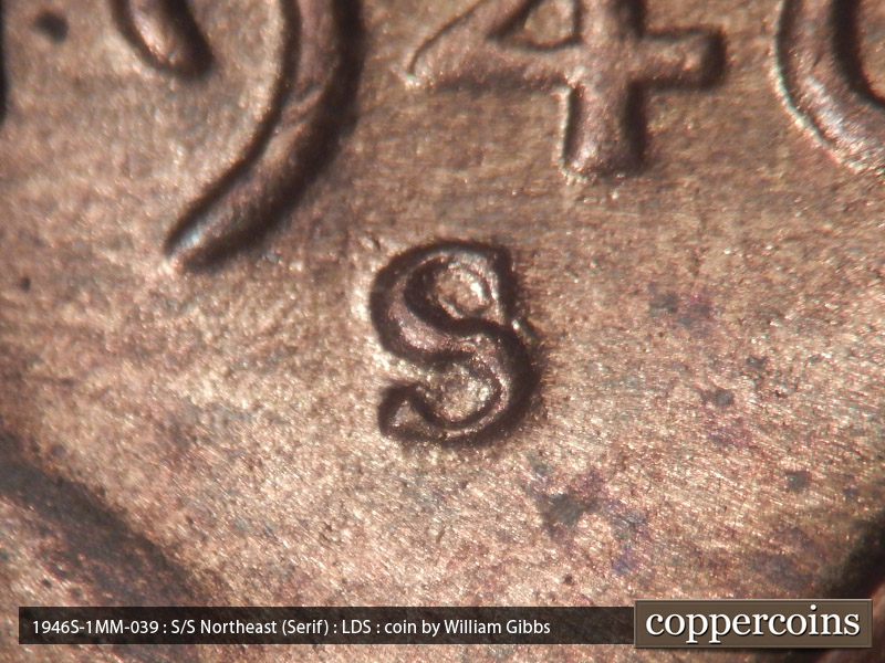 Die-stage C marker on 1946S•1MM•039 (1946 Repunched Mint Mark).