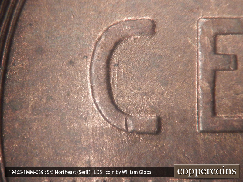 Die-stage C marker on 1946S•1MM•039 (1946 Repunched Mint Mark).