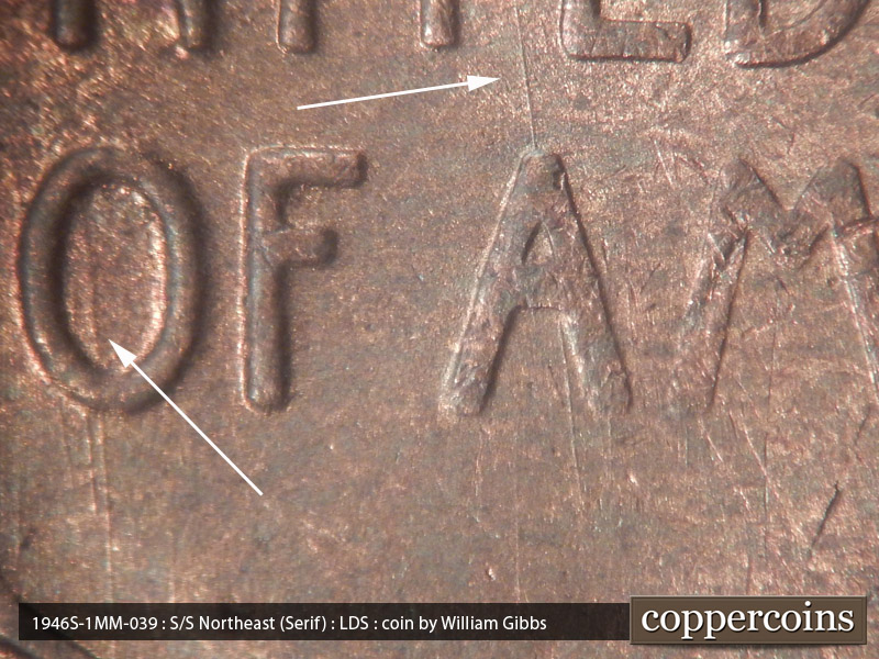 Die-stage C marker on 1946S•1MM•039 (1946 Repunched Mint Mark).