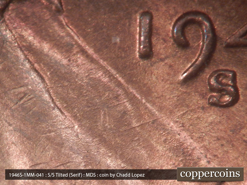 Die-stage B marker on 1946S•1MM•041 (1946 Repunched Mint Mark).