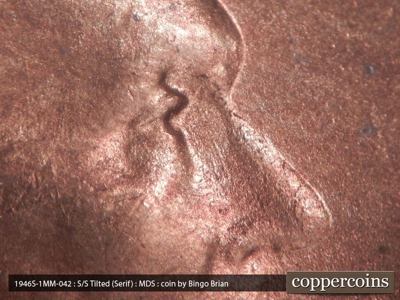 Die-stage B marker on 1946S•1MM•042 (1946 Repunched Mint Mark).