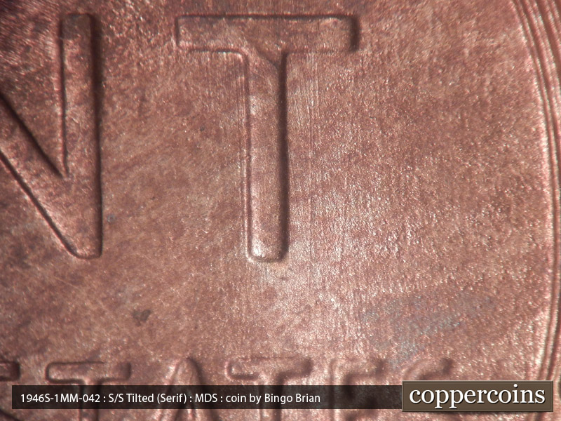 Die-stage B marker on 1946S•1MM•042 (1946 Repunched Mint Mark).