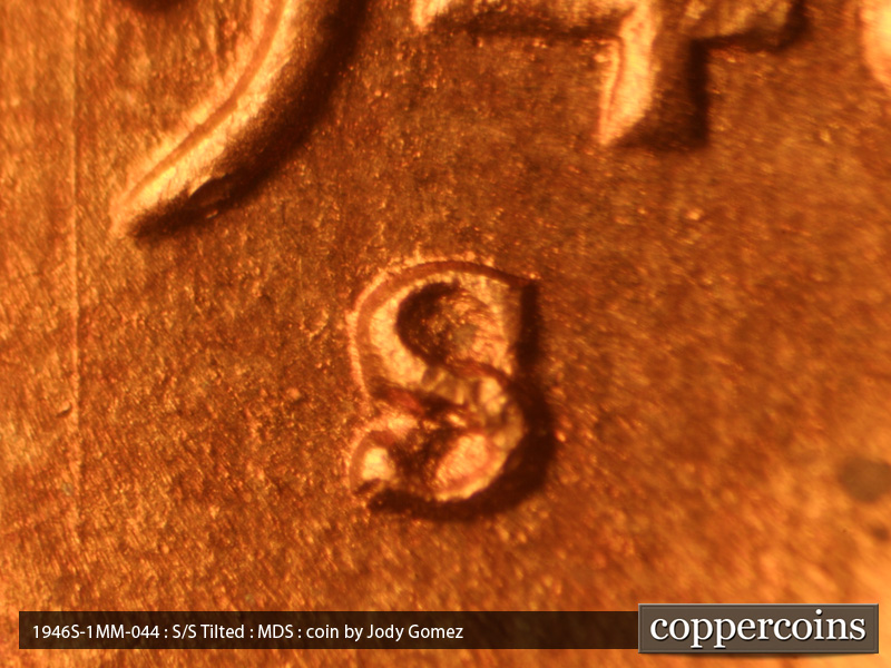 1946 Lincoln cent obverse, CopperCoins die 1946S•1MM•044.