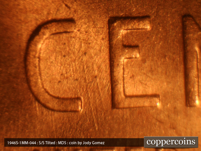 Die-stage B marker on 1946S•1MM•044 (1946 Repunched Mint Mark).