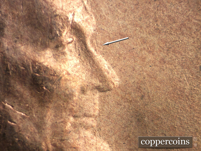 Die-stage B marker on 1946S•1MM•047 (1946 Repunched Mint Mark).
