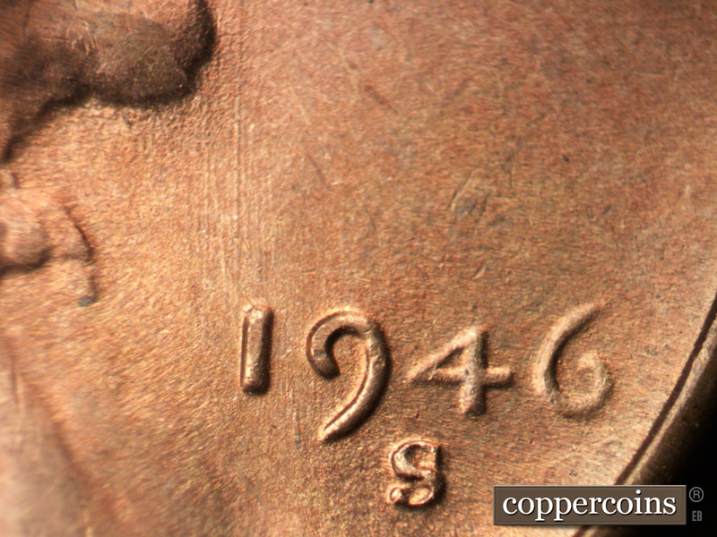 Die-stage B marker on 1946S•1MM•051 (1946 Repunched Mint Mark).