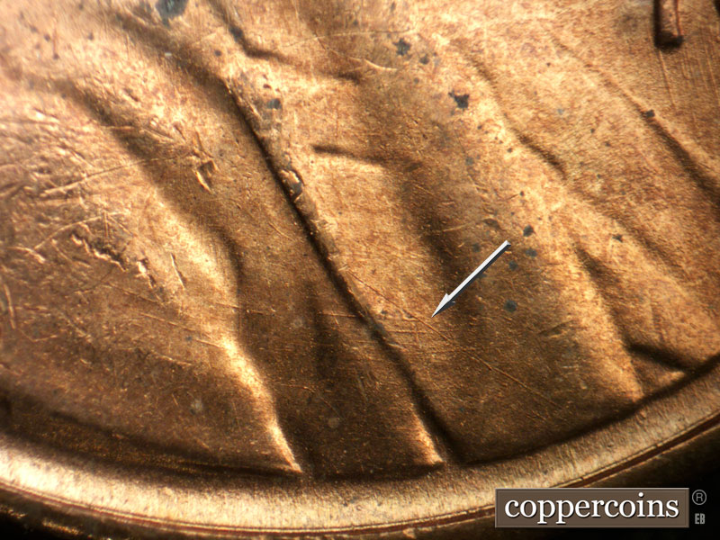 Die-stage B marker on 1946S•1MM•054 (1946 Repunched Mint Mark).