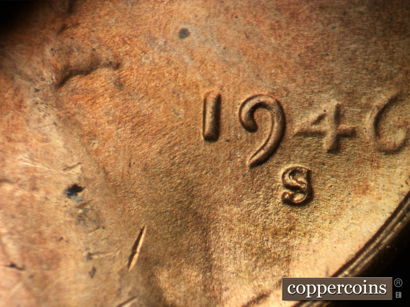 Die-stage C marker on 1946S•1MM•055 (1946 Repunched Mint Mark).