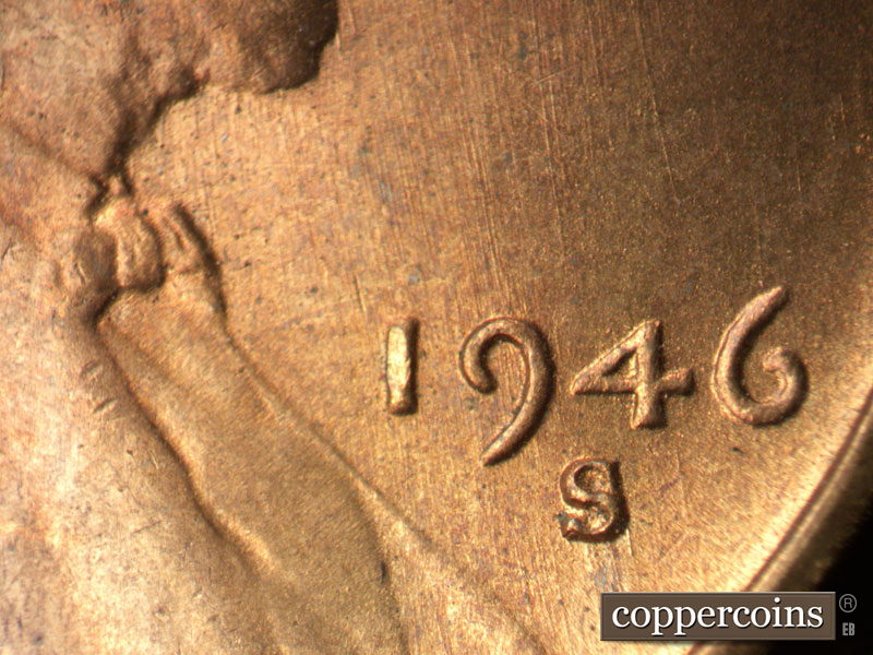 Die-stage B marker on 1946S•1MM•056 (1946 Repunched Mint Mark).