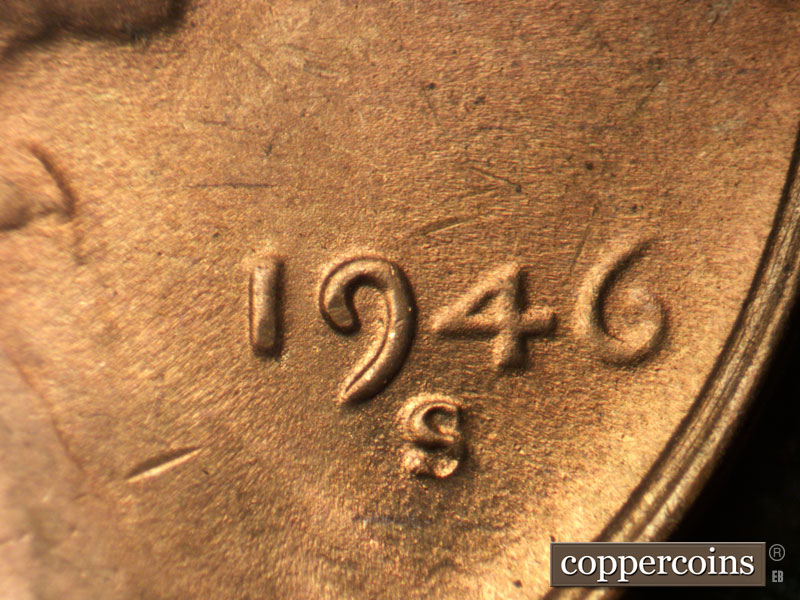 Die-stage C marker on 1946S•1MM•058 (1946 Repunched Mint Mark).