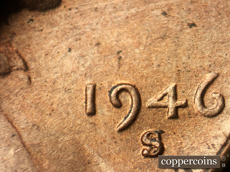 Die-stage B marker on 1946S•1MM•061 (1946 Repunched Mint Mark).