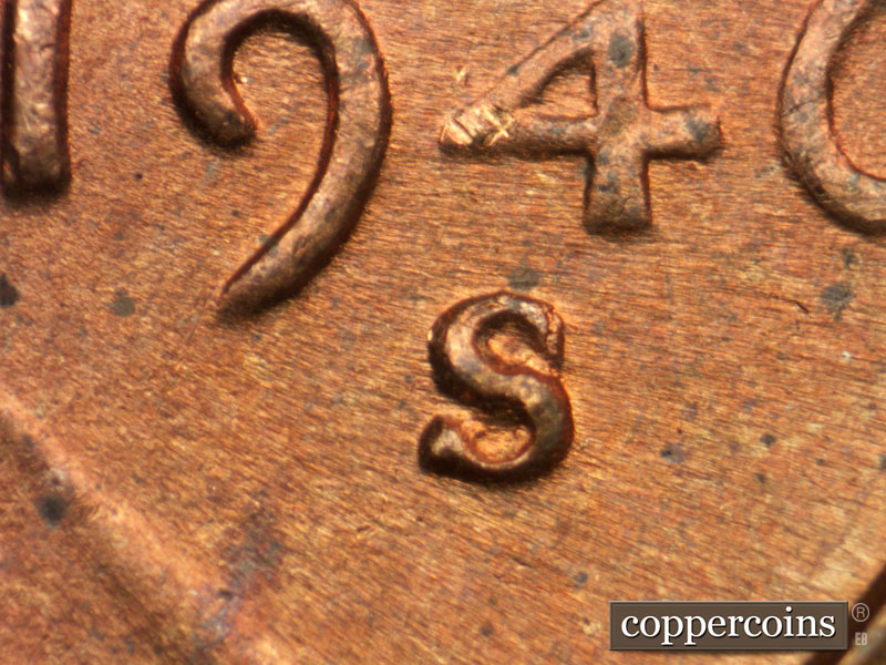 1946 Lincoln cent obverse, CopperCoins die 1946S•1MM•062.