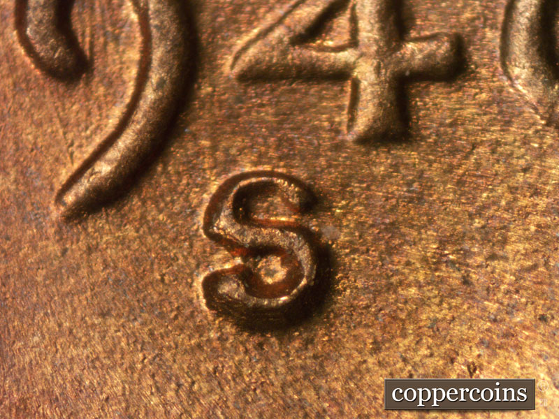 1946 Lincoln cent obverse, CopperCoins die 1946S•1MM•072.