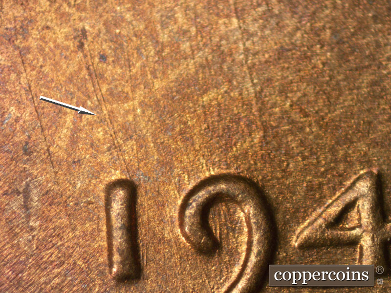 Die-stage B marker on 1946S•1MM•072 (1946 Repunched Mint Mark).