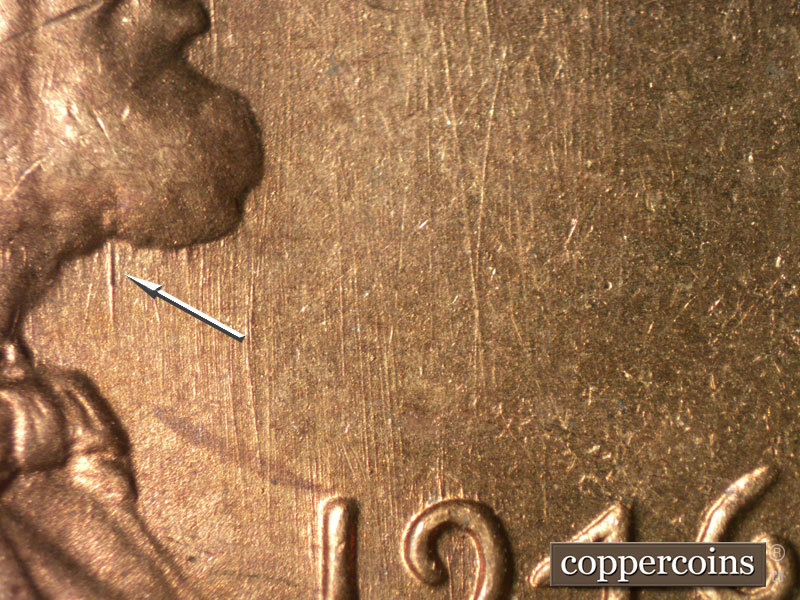 Die-stage B marker on 1946S•1MM•074 (1946 Repunched Mint Mark).