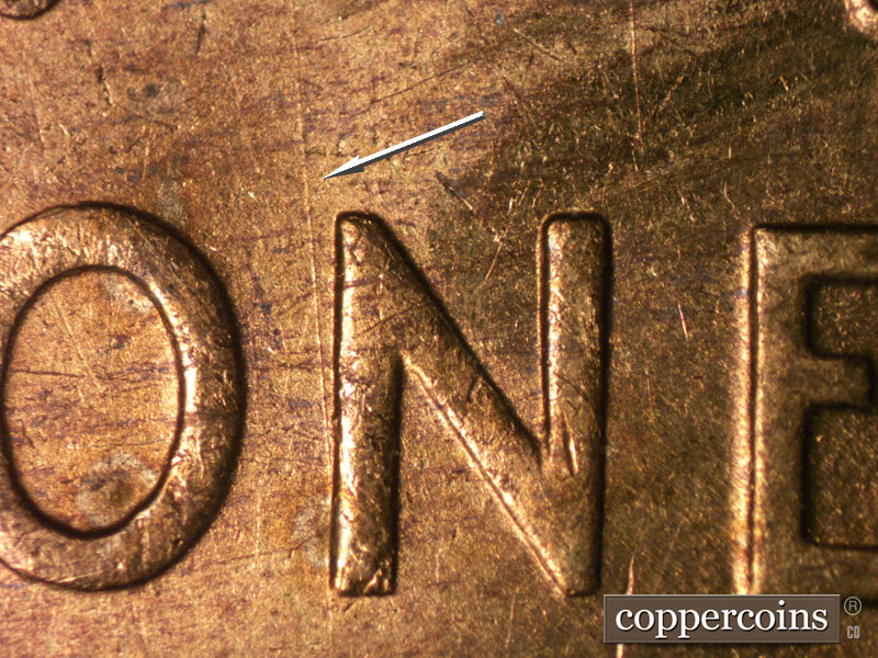 Die-stage B marker on 1946S•1MM•074 (1946 Repunched Mint Mark).