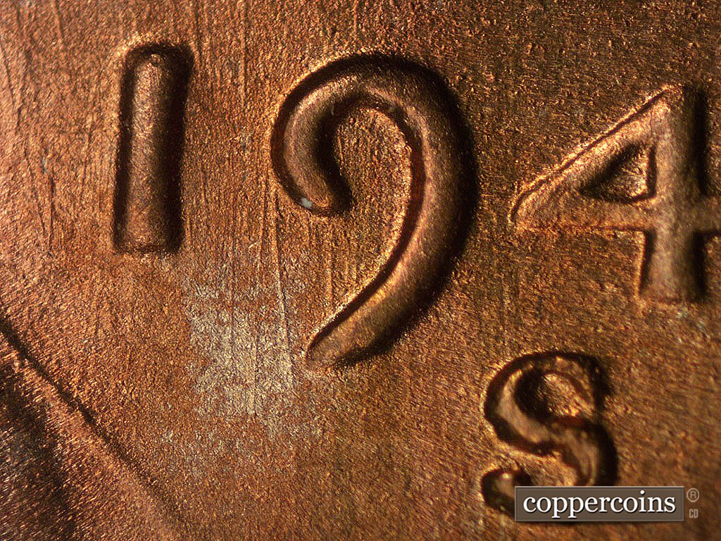 Die-stage B marker on 1946S•1MM•075 showing Curved die scratch on 9 in date.