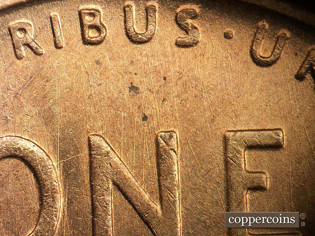 Die-stage A marker on 1946S•1MM•076 showing Generally N/S die scratches through N in ONE.