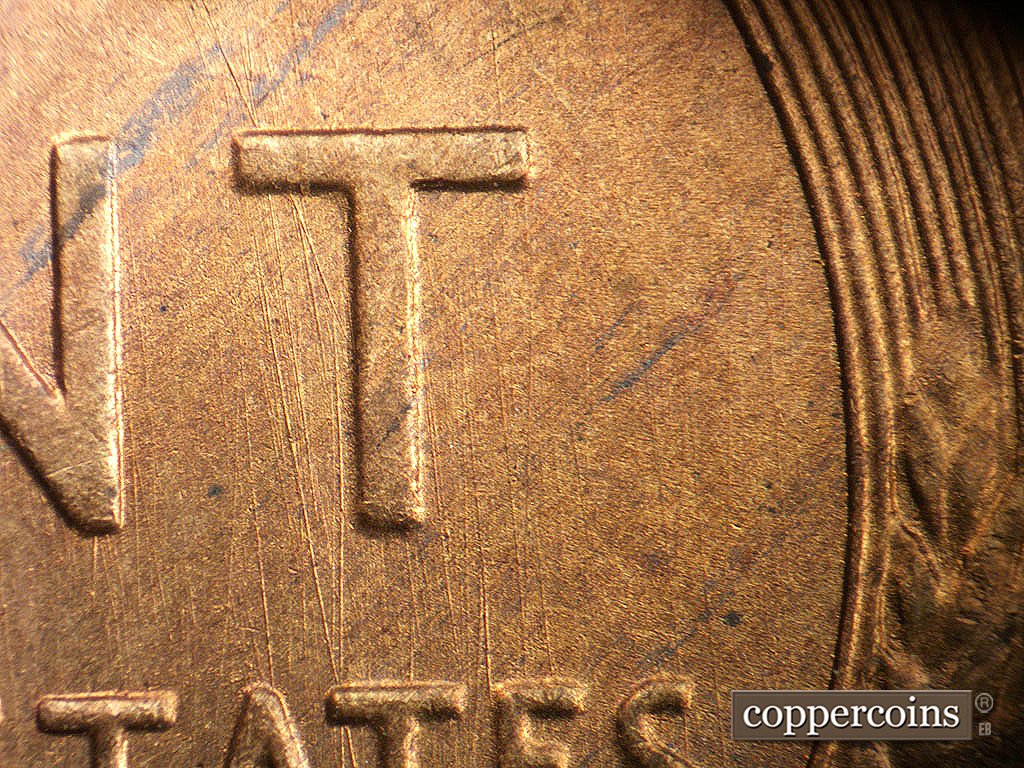 Die-stage A marker on 1946S•1MM•076 showing Generally N/S die scratches through T in CENT.