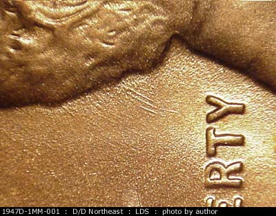 Die-stage C marker on 1947D•1MM•001 (1947 Repunched Mint Mark).