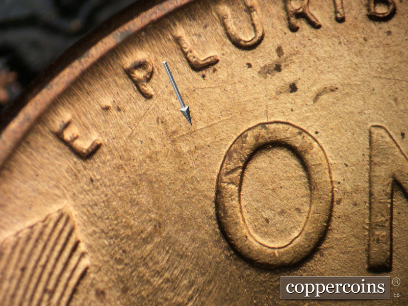 Die-stage C marker on 1947D•1MM•003 (1947 Repunched Mint Mark).