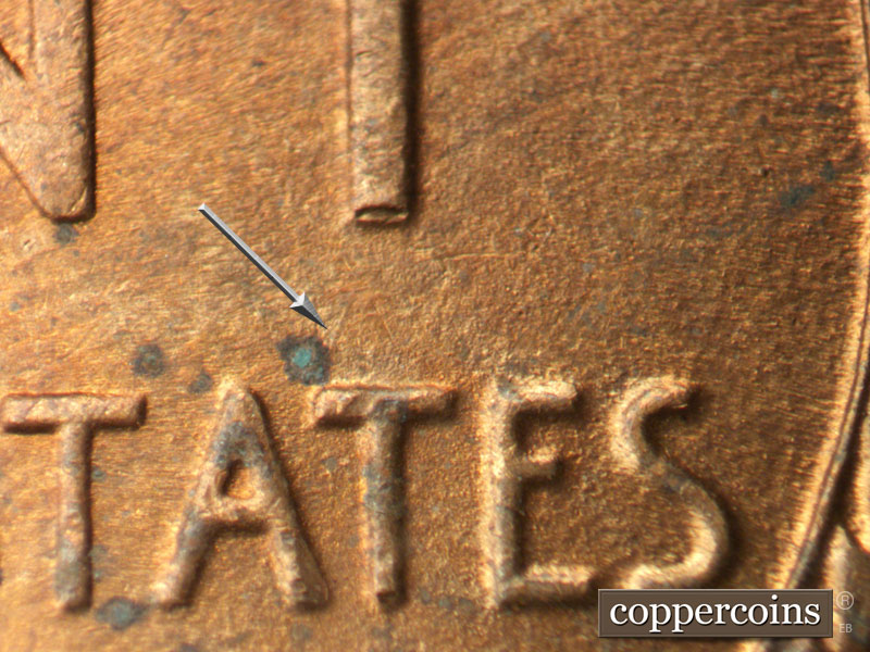 Die-stage B marker on 1947D•1MM•005 (1947 Repunched Mint Mark).