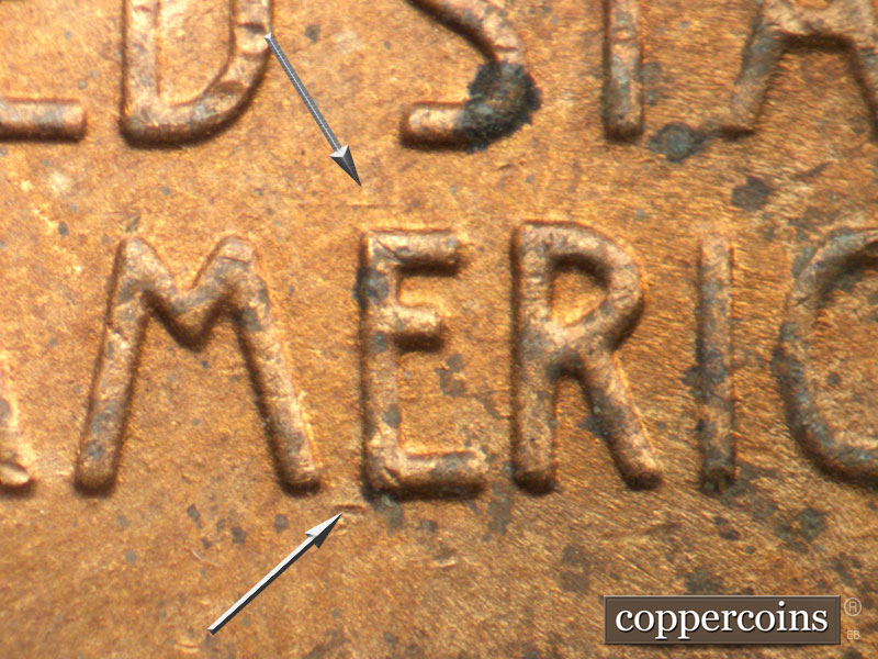 Die-stage B marker on 1947D•1MM•005 (1947 Repunched Mint Mark).