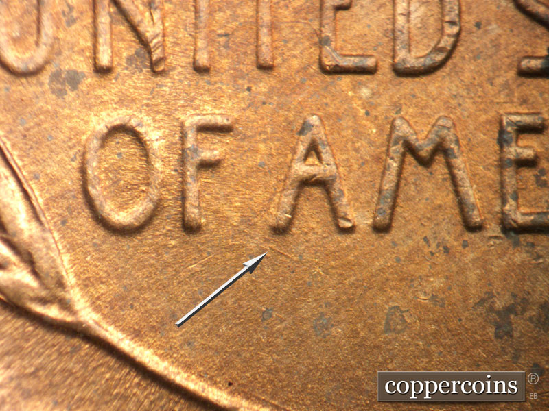 Die-stage B marker on 1947D•1MM•005 (1947 Repunched Mint Mark).