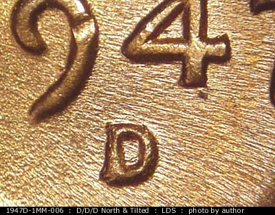 Die-stage C marker on 1947D•1MM•006 (1947 Repunched Mint Mark).