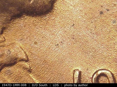 Die-stage C marker on 1947D•1MM•008 (1947 Repunched Mint Mark).