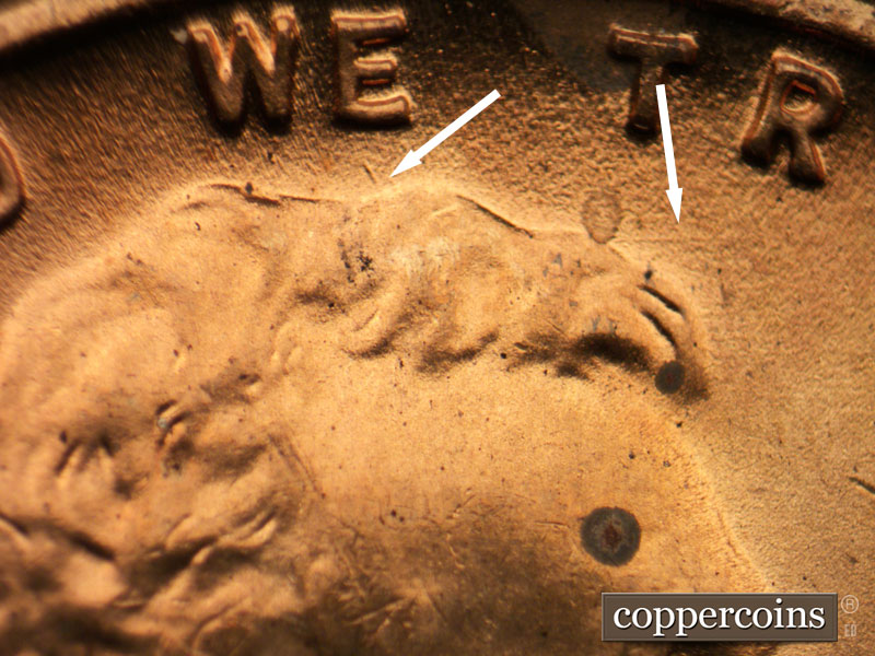 Die-stage B marker on 1947D•1MM•009 (1947 Repunched Mint Mark).