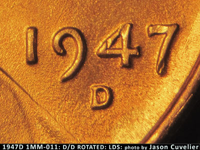 Die-stage C marker on 1947D•1MM•011 (1947 Repunched Mint Mark).