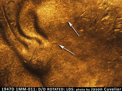 Die-stage C marker on 1947D•1MM•011 (1947 Repunched Mint Mark).