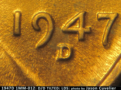 Die-stage C marker on 1947D•1MM•012 (1947 Repunched Mint Mark).