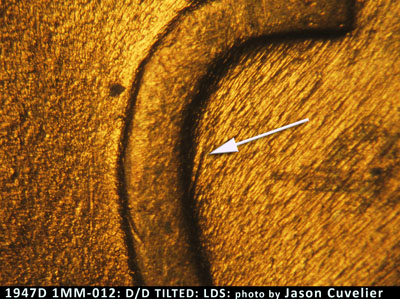 Die-stage C marker on 1947D•1MM•012 (1947 Repunched Mint Mark).