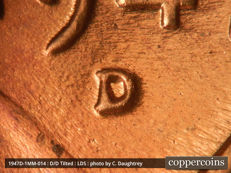 Die-stage C marker on 1947D•1MM•014 (1947 Repunched Mint Mark).