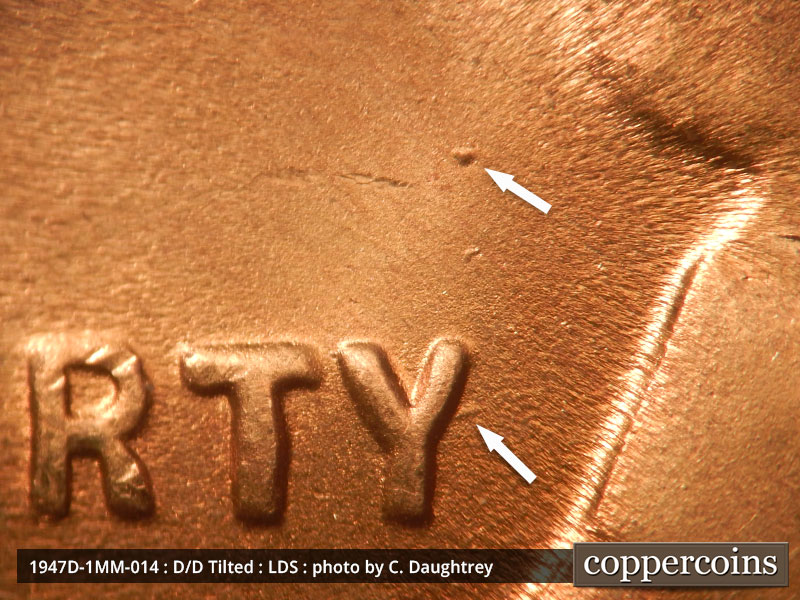 Die-stage C marker on 1947D•1MM•014 (1947 Repunched Mint Mark).