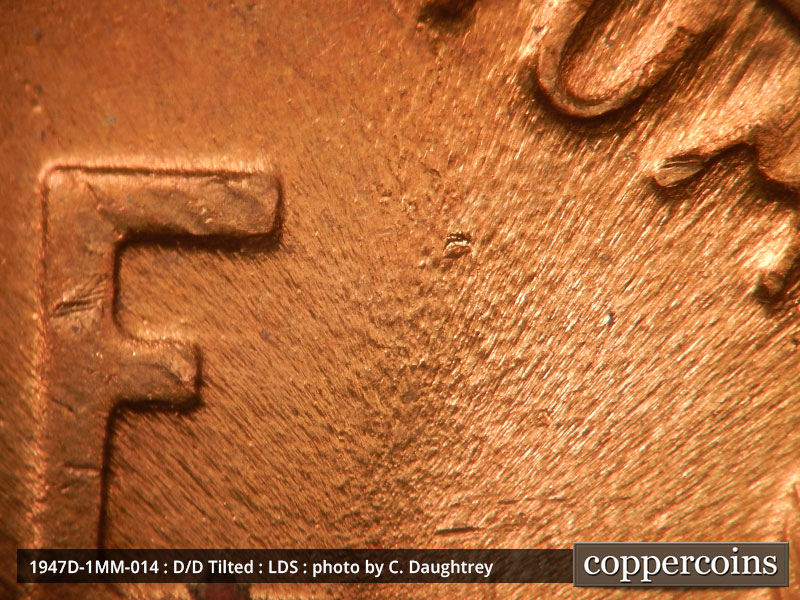 Die-stage C marker on 1947D•1MM•014 (1947 Repunched Mint Mark).