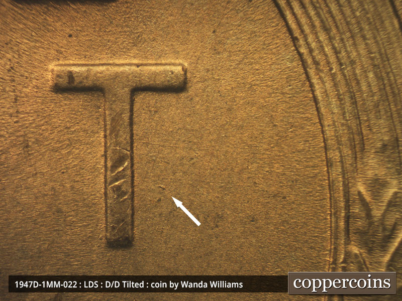 Die-stage C marker on 1947D•1MM•022 (1947 Repunched Mint Mark).