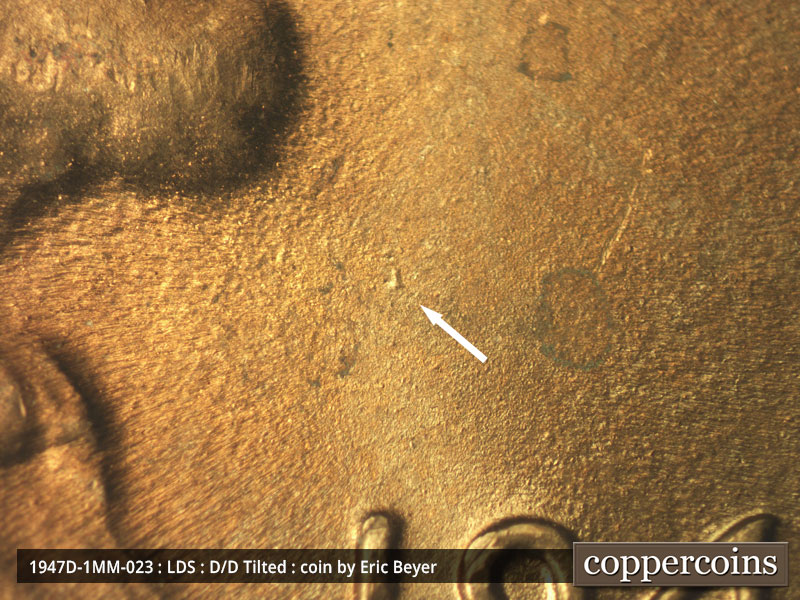 Die-stage C marker on 1947D•1MM•023 (1947 Repunched Mint Mark).