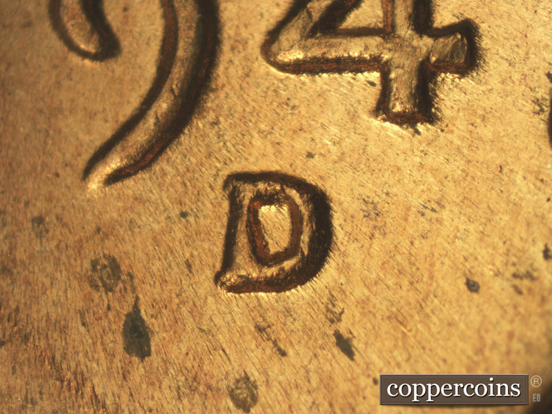 1947 Lincoln cent obverse, CopperCoins die 1947D•1MM•024.