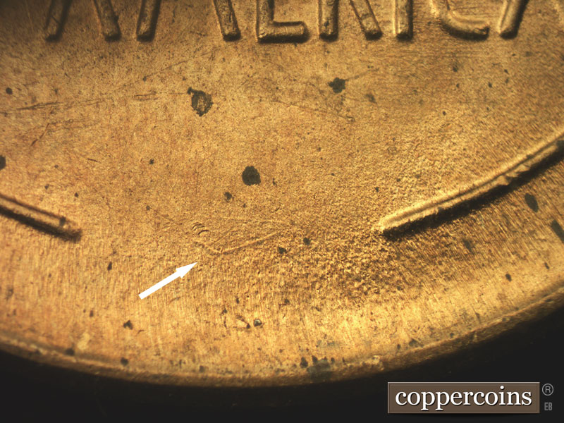 Die-stage B marker on 1947D•1MM•024 (1947 Repunched Mint Mark).