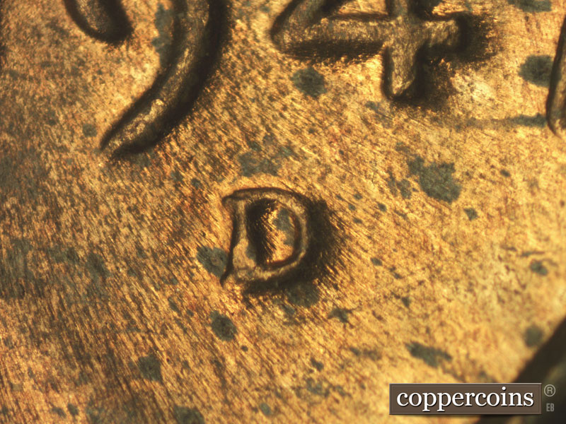 Die-stage C marker on 1947D•1MM•025 (1947 Repunched Mint Mark).