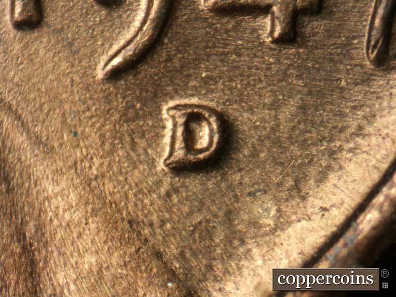 1947 Lincoln cent obverse, CopperCoins die 1947D•1MM•029.