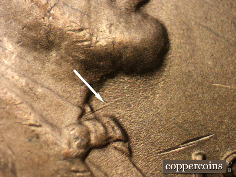 Die-stage B marker on 1947D•1MM•029 (1947 Repunched Mint Mark).
