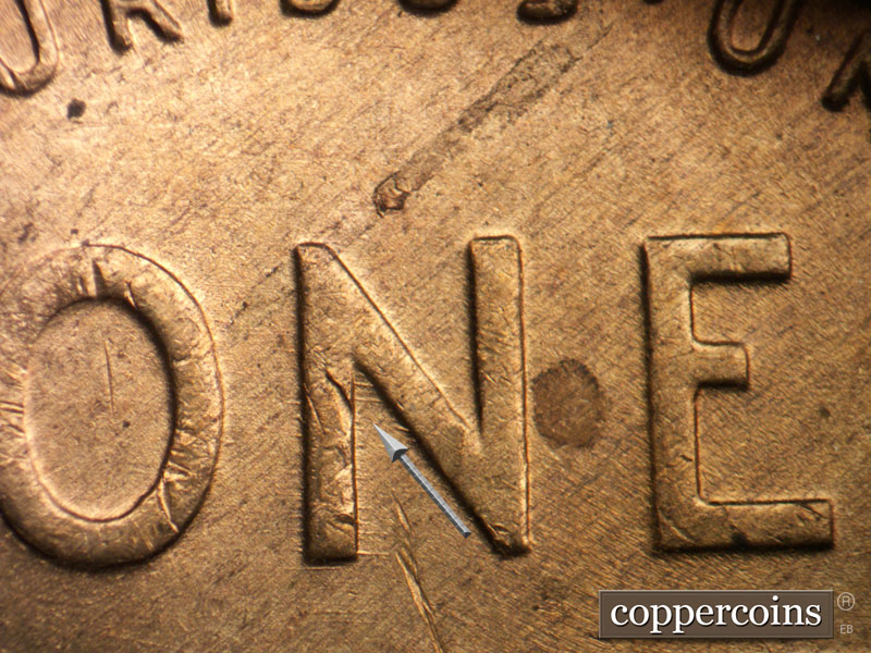 Die-stage B marker on 1947D•1MM•030 (1947 Repunched Mint Mark).